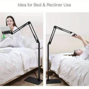 Tablet Floor Stand, Overhead Camera Phone Mount Angle Height Adjustable Holder, Universal Floor Stand Compatible with iPhone iPad Pro Air Mini, Samsung Tab, Kindle, EReaders