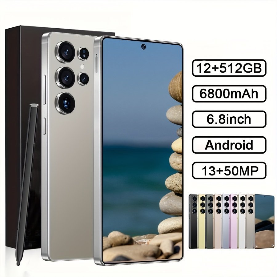 Unlocked 5G Smartphone 6.8&quote; HD+ Display 12GB RAM 512GB ROM Expandable Dual SIM Face ID - Premium Gift Set with Accessories