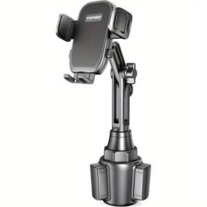 Cup Holder Phone Mount, TOPGO [No Shaking & Height-Adjustable Pole] Cup Phone Holder for Car, Cell Phone Cradle for iPhone, More Smart PhoneBlack