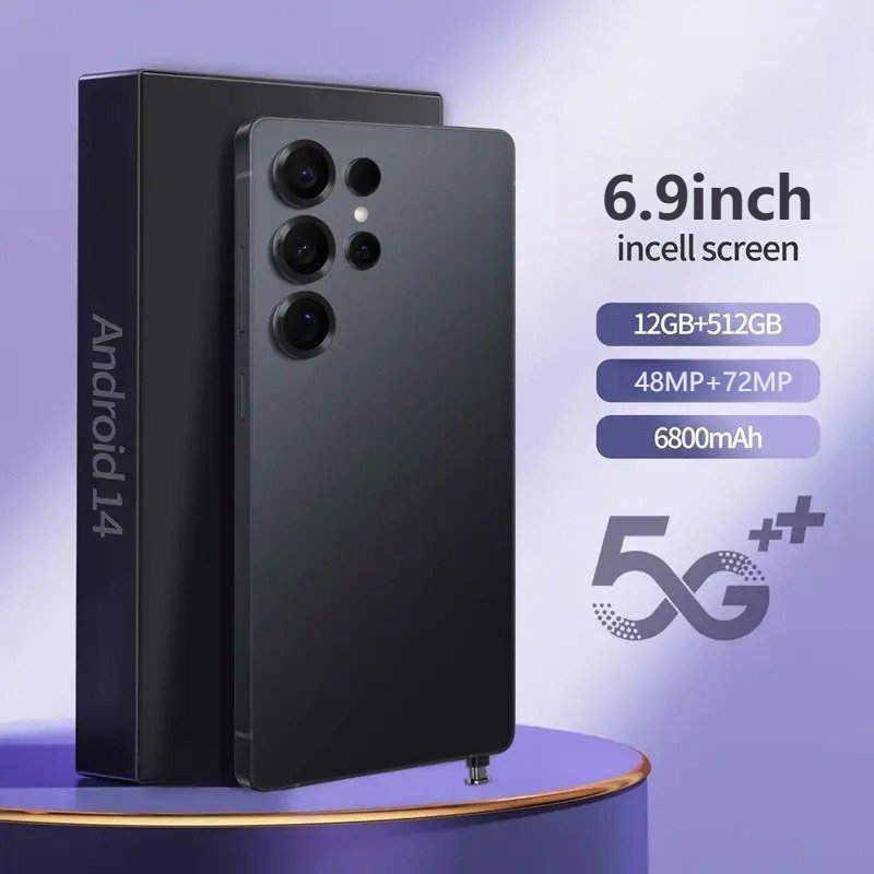 Android Smartphone, 12+512GB Built-in Pen, Support 5G Network, 12+512GB, Android14 6, 9-inch HD Display 48MP+72MP, 6800mAh, Support Face Recognition, GPS Navigation and Location, Dual SIM Dual Standby, Suitable for Halloween/ Christmas Birthday Gifts, Bes