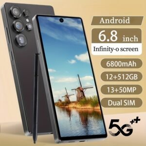 [5G New Smartphone] 2025 New Smartphone, 8GB RAM + 256GB ROM, 5G, Dual SIM, 6800mAh, Built-in Touch Pen, Global Unlocking | Includes Headphones, Data Cable, Mobile Phone Case, Screen Protector, Suitable for Holiday Gifts