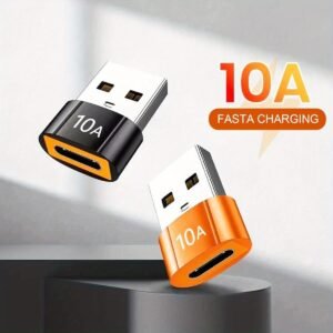 10pcs 200W USB C to USB Adapter with Fast Charging & 480MB Data Transfer, USB C Converter for Apple Watch Ultra for iwatch Series 8 7, for iPhone 16 15 Plus Pro Max, Black, USB C Fast Charging Adapter, Versatile Charging Solution, Modern Accessory, Highqu