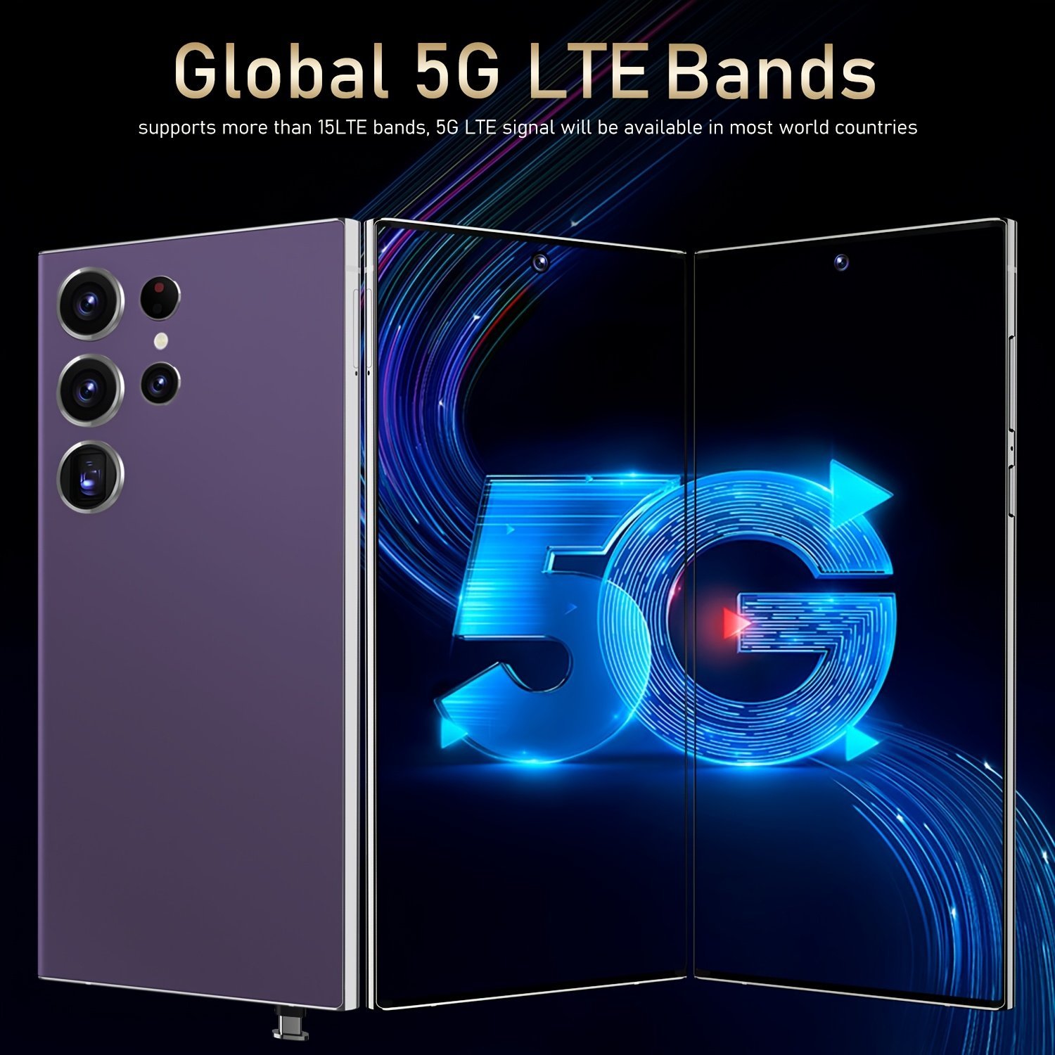 2025 New Smart Unlocked Mobile Phone, 6GB+256GB Storage, 7.3-inch HD Display, Long-lasting Battery Life, Dual SIM Card Slots, Dual Standby, Face Unlock, 1080X1920 Resolution, Support 5G Fast Charging, Open for Use Worldwide, Suitable As A Birthday Gift fo