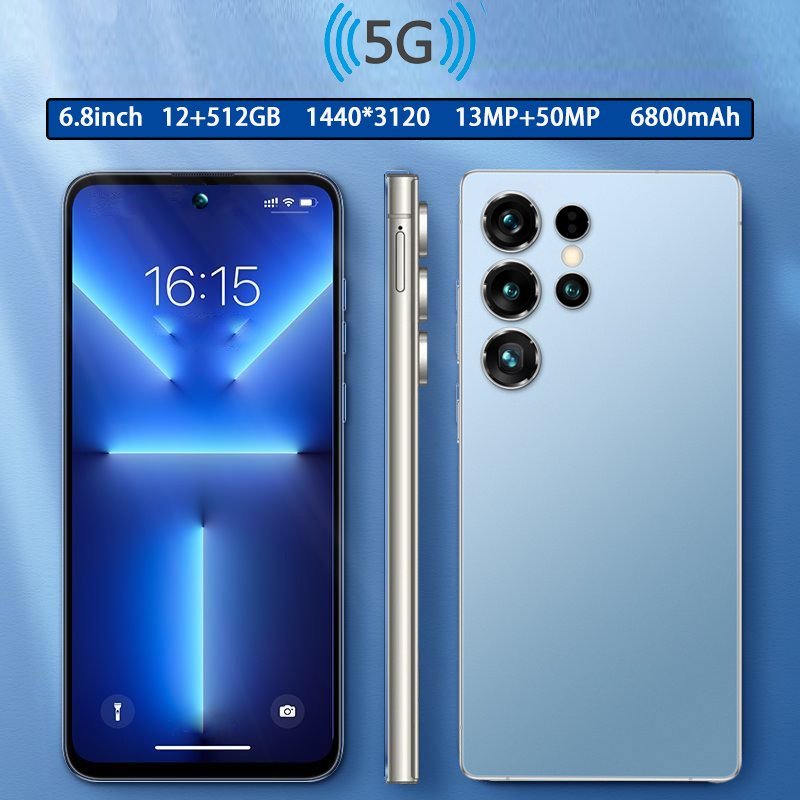 New global version unlocks 5G mobile phone Android 13 smartphone 12GB+512GB, 6.8-inch HD display 50-megapixel HD camera, 6800mAh, dual-stop, built-in pen, facial recognition unlock, WIFI, GPS, Type-C charging cable, metal body, with protective cover, scre