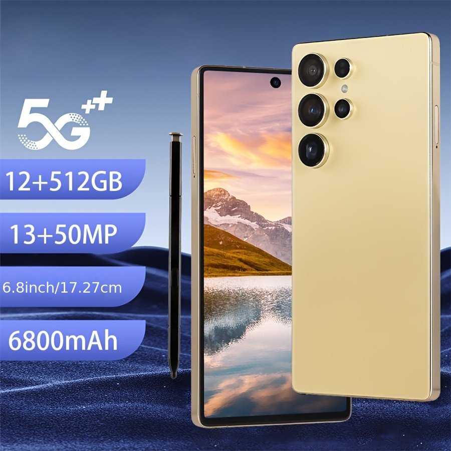 [New Model Android Smartphone] 50MP HD 6.8&quote; Unlocked Android Smartphone, 12GB+512GB Expandable, Dual SIM, Face ID, Stylus Pen+Case+Earphones, [2025 New Model] Birthday Gift Idea