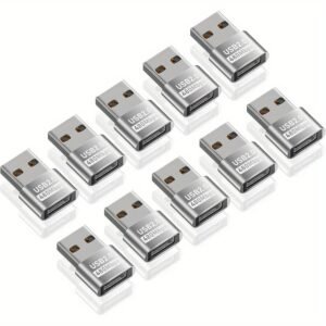 Duttek USB to USB C Adapter, USB C Female to A Male OTG Charger Type C Converter, 3.1 USB A to USB C Adapter for Laptop, Charger, for iPhone, MacBook, for Samsung for galaxy etc. 10, Silvery