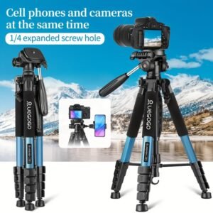 74&quote; Lightweight Aluminum Tripod with 360° Ball Head & Pistol Grip, Heavy Duty Camera Stand for DSLR/Live Streaming/Vlogging, Includes Carry Bag