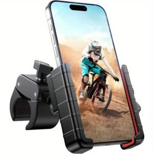 Bike Phone Holder Mount, Video Recording Motorcycle Phone Holder, Quick Lock Bicycle Phone Mount Handlebar Cell Phone Clamp for Scooter, Compatible with iPhone Samsung Google