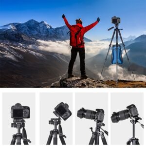 Heavy-Duty Black Aluminium Tripod | 60"e; Adjustable Height, Universal Mount for Projectors/Webcams/DSLRs Includes Carry Bag