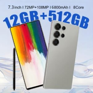 S25 Android 14 Unlocked Smartphone 5G Dual SIM Dual Standby 12GB+512GB Extra Large Storage with Expandable Memory, 7.3-inch HD Display 6800mAh Ultra Long Life Built-in Pen with Headphones, Case, Screen Protector Ideal Gift
