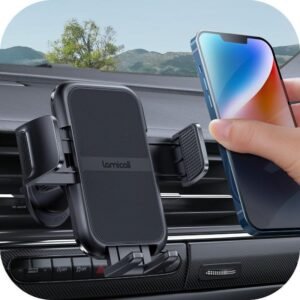 Lamicall 2025 Wider Clamp & Metal Hook Car Phone Holder Vent [Thick Cases Friendly] Phone Holders for Your Car Mount Automobile Hands Free Cradle Air Vent for iPhone 16 15 14 13 Pro Max Smartphone
