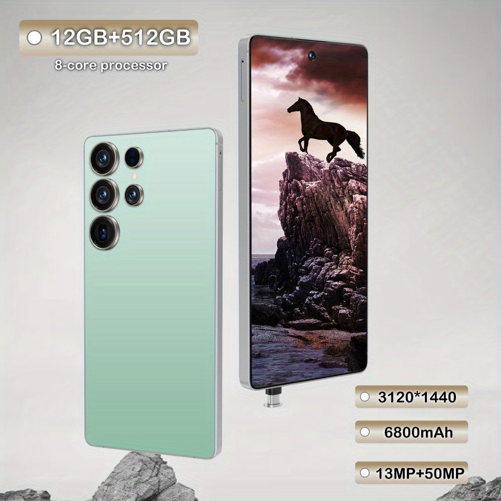 New multi-functional smart S25 Ultra mobile phone, with built-in touch pen, 12GB + 512GB storage space, 6.8-inch high-definition large screen, 6800mAh long-lasting battery, dual SIM dual standby, enjoy smooth network without lag, WIFI, holiday gift