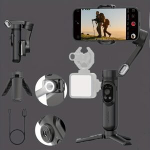 AOCHUAN Gimbal Stabilizer Mobile Phones 3-Axis Handheld Electric Foldable Ai Face Tracking Body Tracking Zoom Gesture Control Anti-Shake 360-Degree Rotation Recording/Video Creation Concert Travel Mountaineering Creative App Desktop Live Broadcast