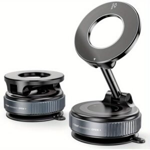 Vacuum Magnetic Phone Holder for Car 360Adjustable Suction Cup Phone Mount Foldable Vacuum Magnetic Phone Stand for MagSafe Suction Phone Holder Magnet for Car/All Phones/Gym/ Mirror