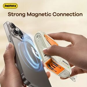REMAX Portable Magnetic Power Bank 10000/20000mAh with Detachable Data Cable &AC Wall, with Foldable Bracket, 15W Wireless Portable Charger PD 22.5W FastCharging. for iPhone/Android Phones, Suitable for Outdoor Travel Emergency Charging Bank.