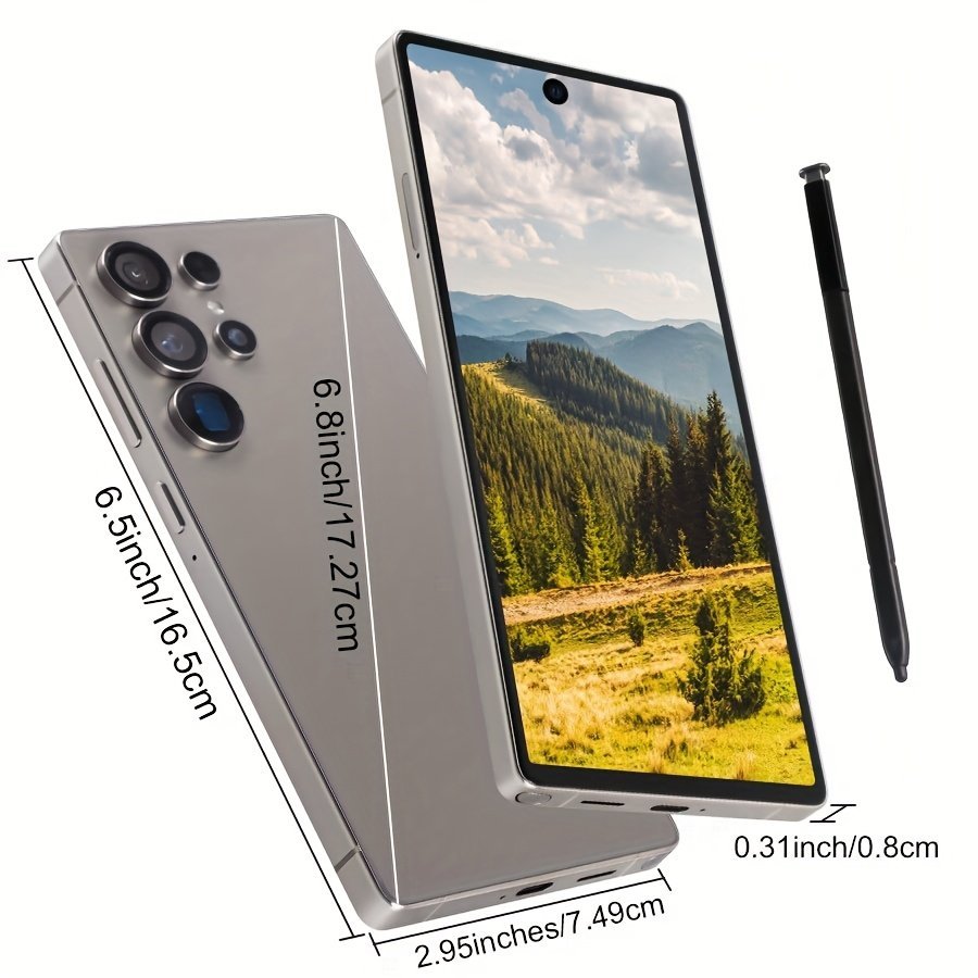 2025 New Unlock Smartphone, 6.8-inch HD Screen, Dual SIM Dual Standby, Built-in Pen, 12+512GB Storage, 5G Network, Battery, Android OS, Face Unlock Mobile Phone, Supports Multiple Social Media Apps, 1300MP+5000MP