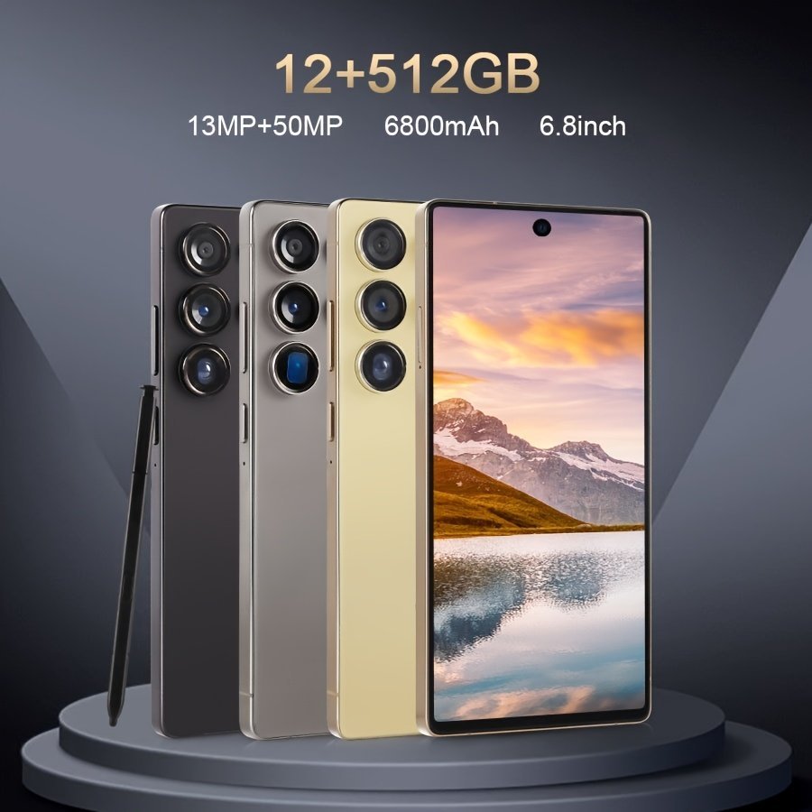 [5G Smartphone 12+512GB] New 5G Smartphone 12+512GB | 6800mAh, Built-in Stylus, Global Unlock, Support for Multi-network Bands, Comes with Earphones, Data Cable, Phone Case, Screen Protector, Suitable for Holiday Gifts