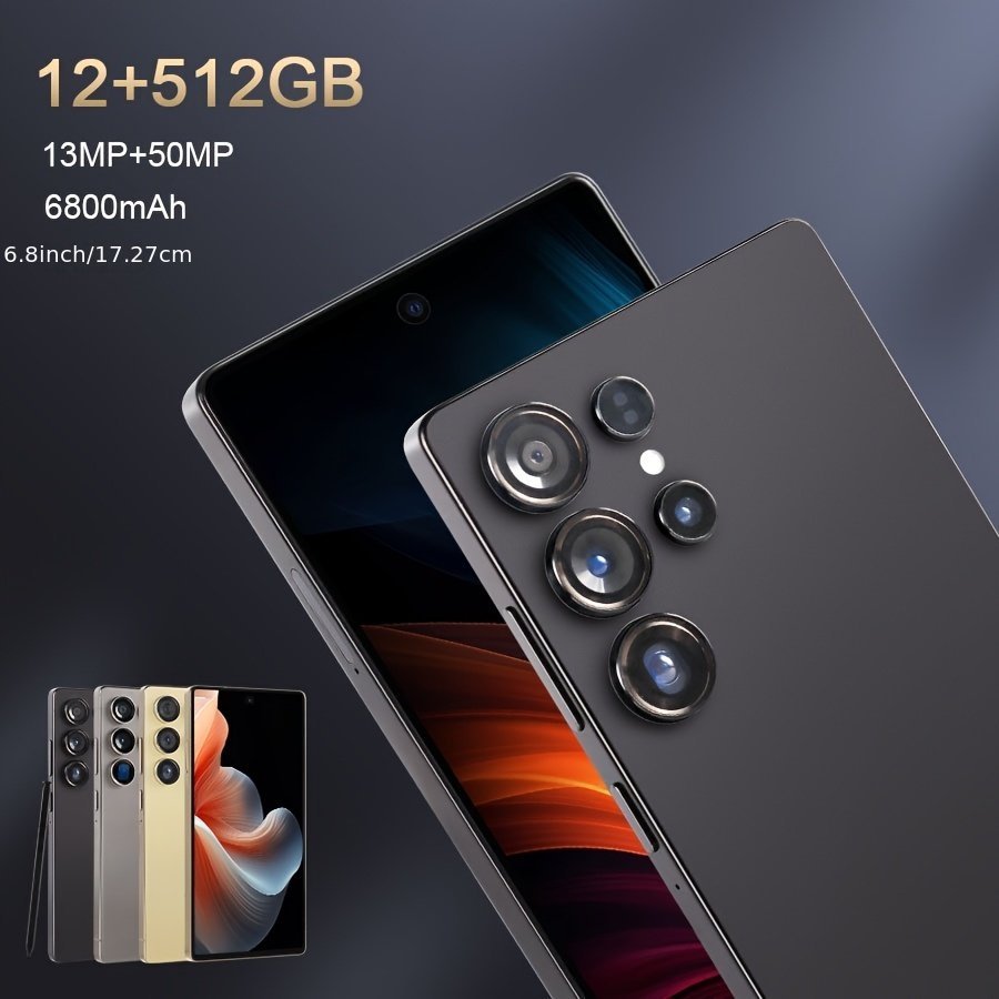[2025 New Smartphone] 2025 New Smartphone, 12+512GB, 6800mAh, Built-in Stylus | Global Unlock, Support for Multi-network Bands, Comes with Earphones, Data Cable, Phone Case, Screen Protector, Suitable for Holiday Gifts