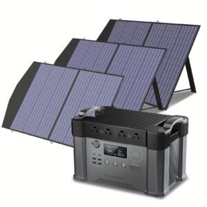 ALLPOWERS S2000 Pro 2400W Portable Power Station Generator with 4x100W Solar Panels, MPPT Solar Charger, Lithium Battery, NEMA TT-30 RV Outlet, USB-C/DC/AC Outlets - Solar-Powered Electricity for Camping, Home, RV, Off-Grid - Lightweight & Quiet, UPS Back